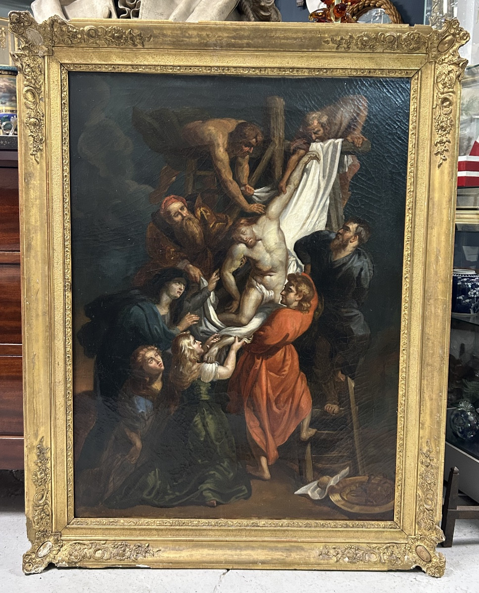La descente de croix d’après Paul Rubens huile sur toile d’époque début XIXéme siècle 