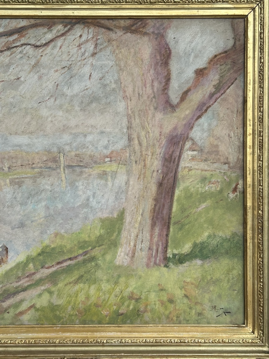 Pierre Eugène Montezin (1874-1946) Oil On Cardboard - Lake Landscape -photo-2