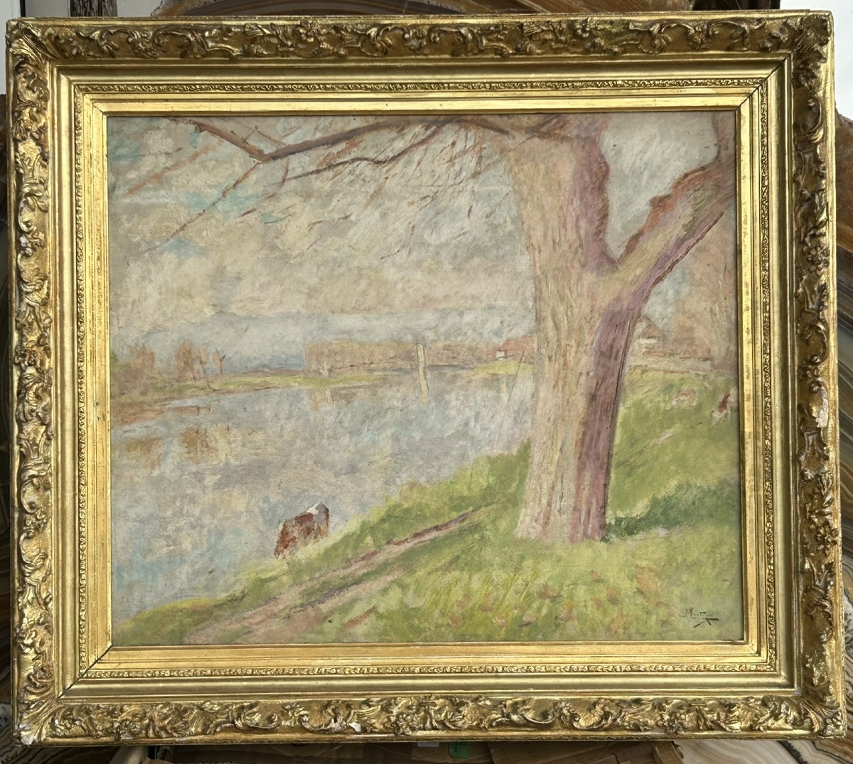Pierre Eugène Montezin (1874-1946) Oil On Cardboard - Lake Landscape -photo-5