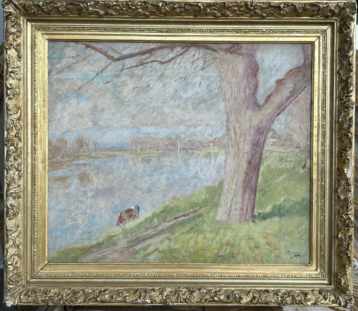 Pierre Eugène Montezin (1874-1946) Oil On Cardboard - Lake Landscape 