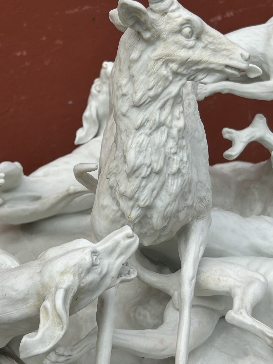 Sèvres - Important centre de table- surtout de chasse de J Mascret d’après JB Oudry fin XIXéme -photo-1