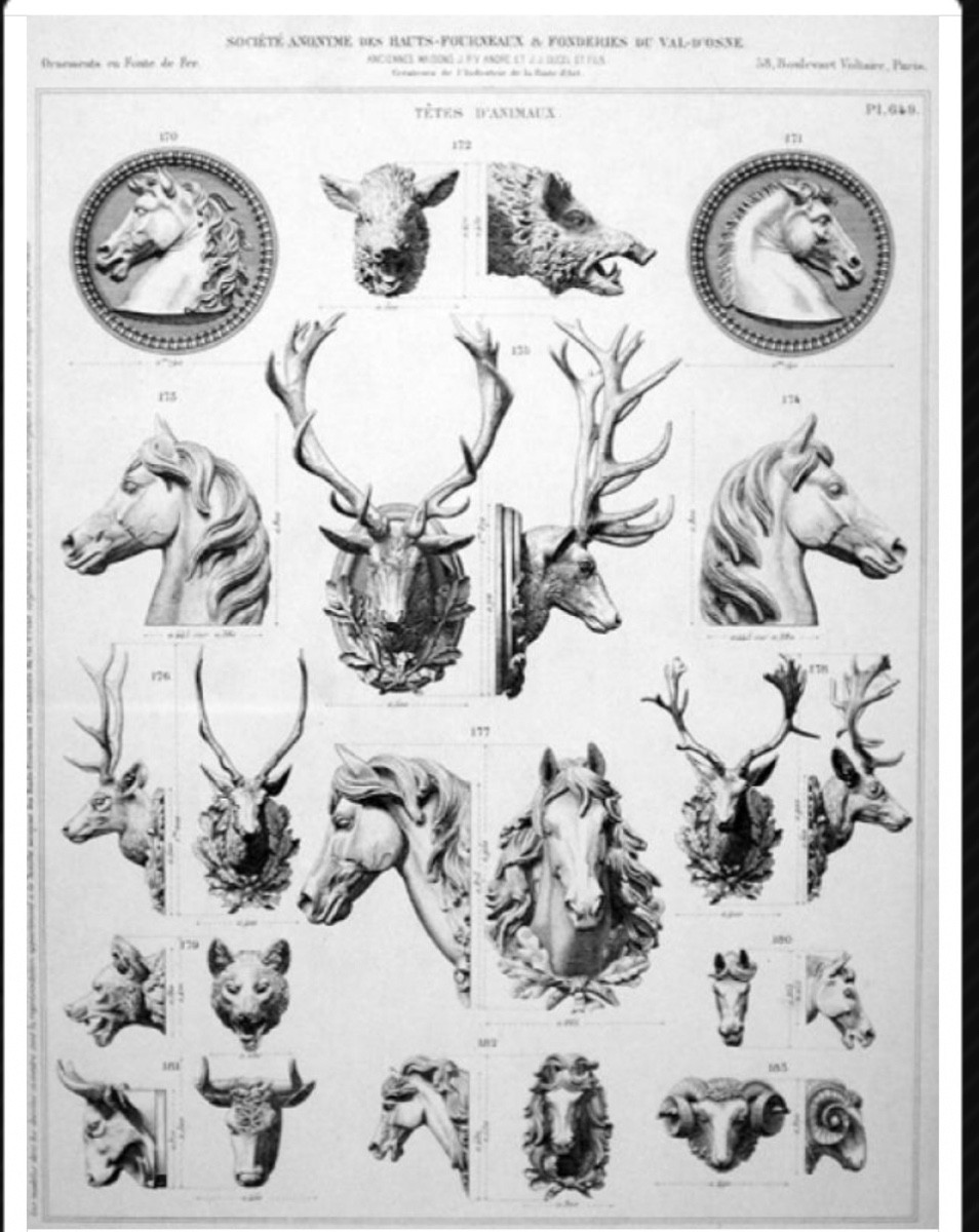 Tête de cheval en fonte val d’osne enseigne de boucherie haras écurie du XIXéme H 60 cm-photo-8