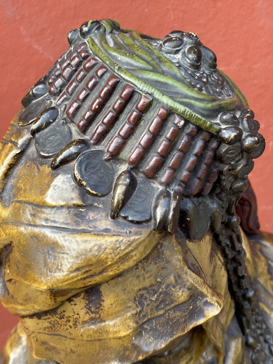 Arthur Waagen (1833-1898) d’après - beauté orientale buste en terre cuite polychrome XIXéme -photo-7