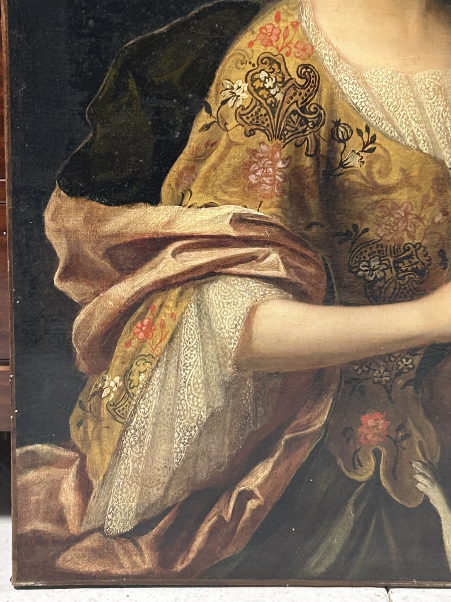 Portrait de femme en attribut de Diane Chasseresse époque fin XVII ou début XVIIIème H 100 cm-photo-4