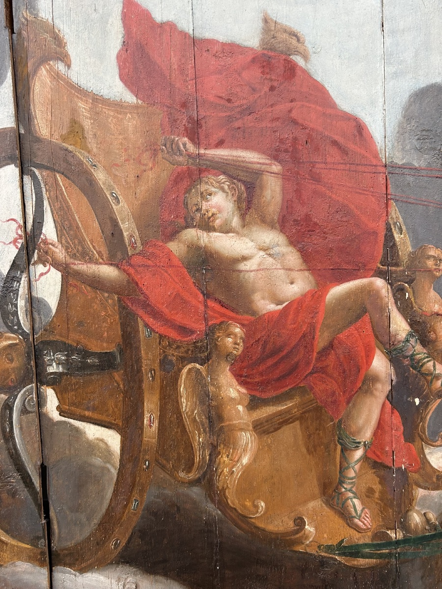 Ceiling Painting, Mythological Scene, Triumph Of Apollo, 17th Century, Painting On Wood -photo-3