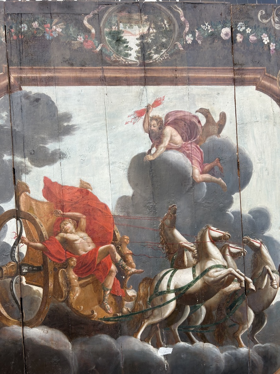 Ceiling Painting, Mythological Scene, Triumph Of Apollo, 17th Century, Painting On Wood -photo-7