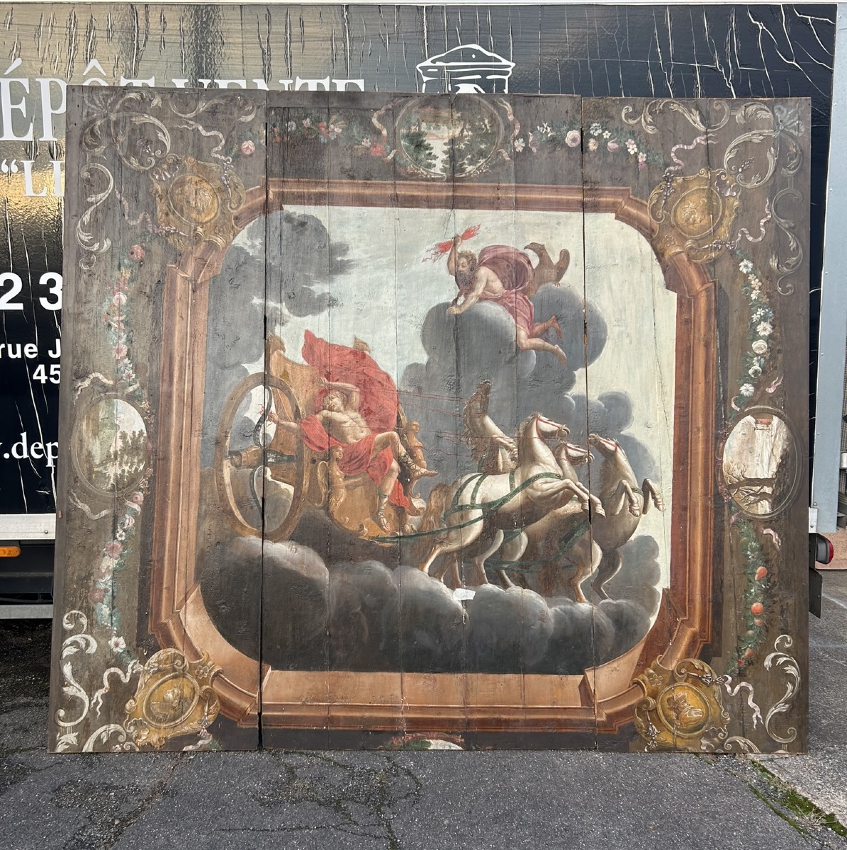 Ceiling Painting, Mythological Scene, Triumph Of Apollo, 17th Century, Painting On Wood 