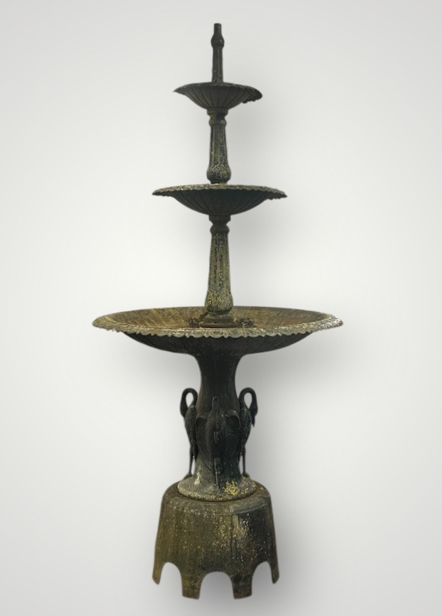 Fontaine de bassin en fonte à trois niveaux d’époque fin XIXéme H 240 cm -photo-7