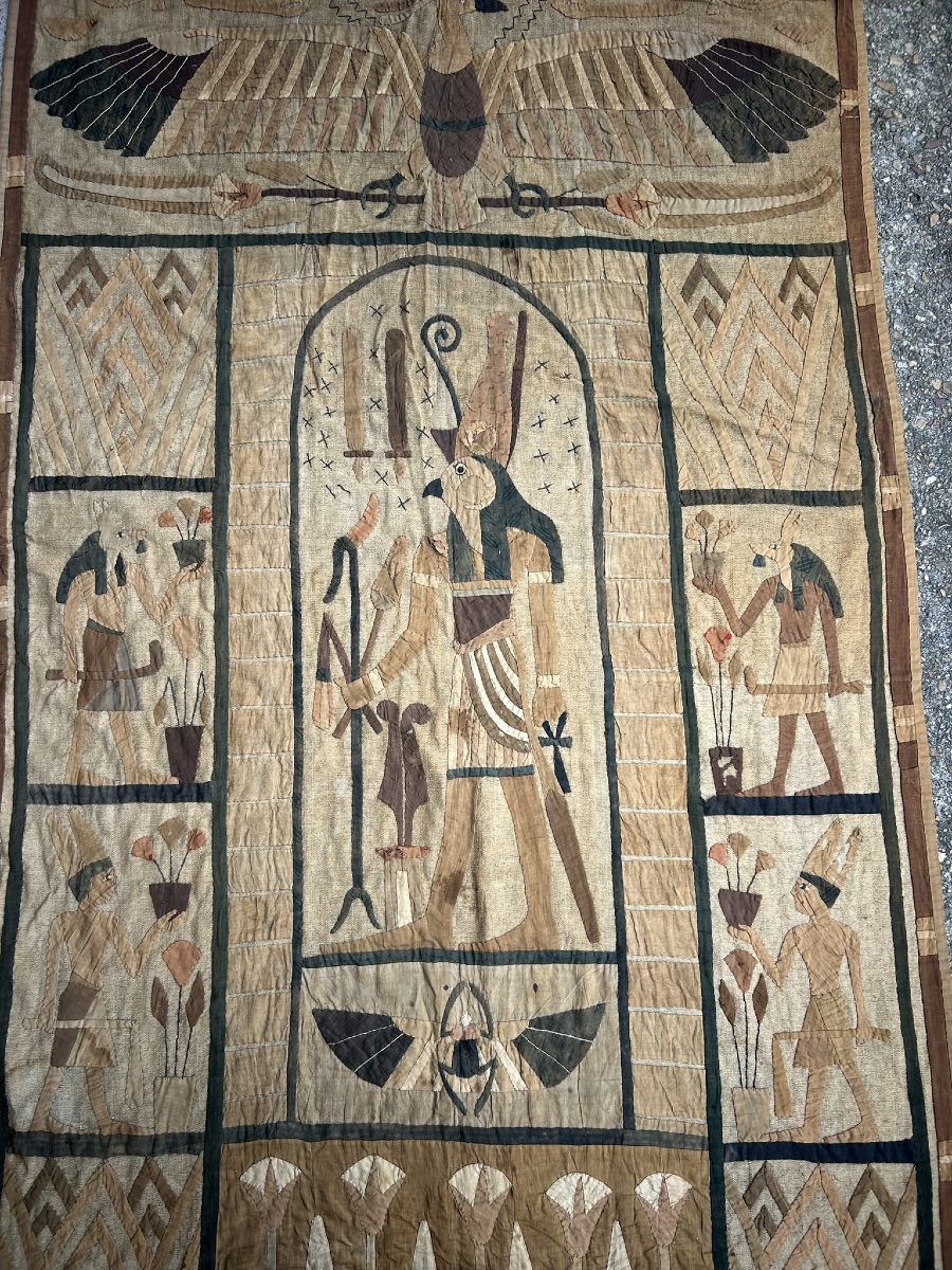 Tapisserie ou tenture murale tissus (Khayamiya) egyptomanie - Égypte début XXéme -photo-2