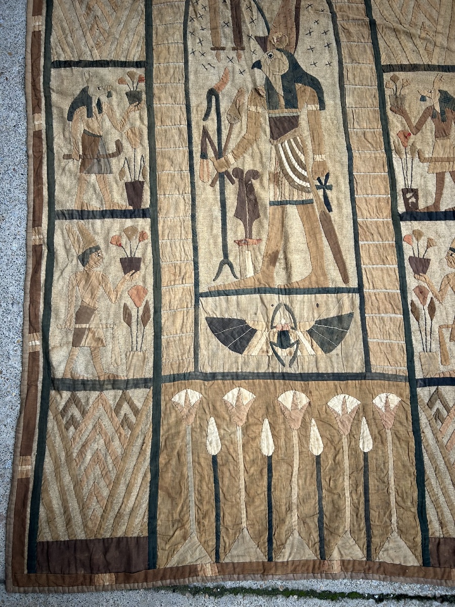 Tapisserie ou tenture murale tissus (Khayamiya) egyptomanie - Égypte début XXéme -photo-3