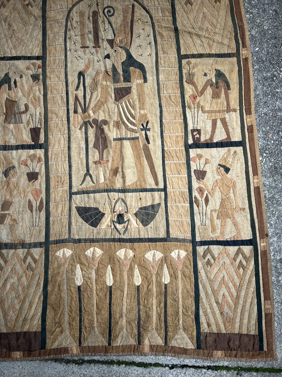 Tapisserie ou tenture murale tissus (Khayamiya) egyptomanie - Égypte début XXéme -photo-4
