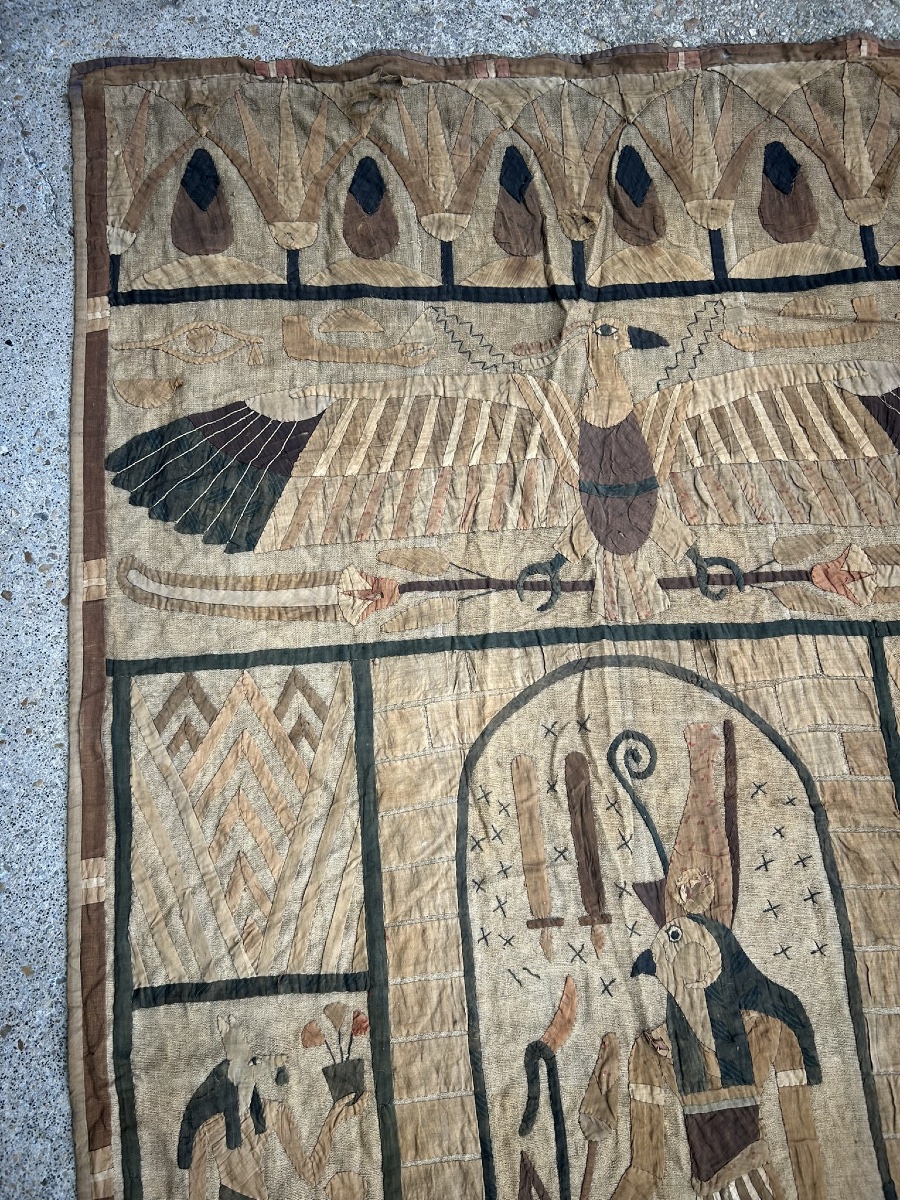 Tapisserie ou tenture murale tissus (Khayamiya) egyptomanie - Égypte début XXéme -photo-2