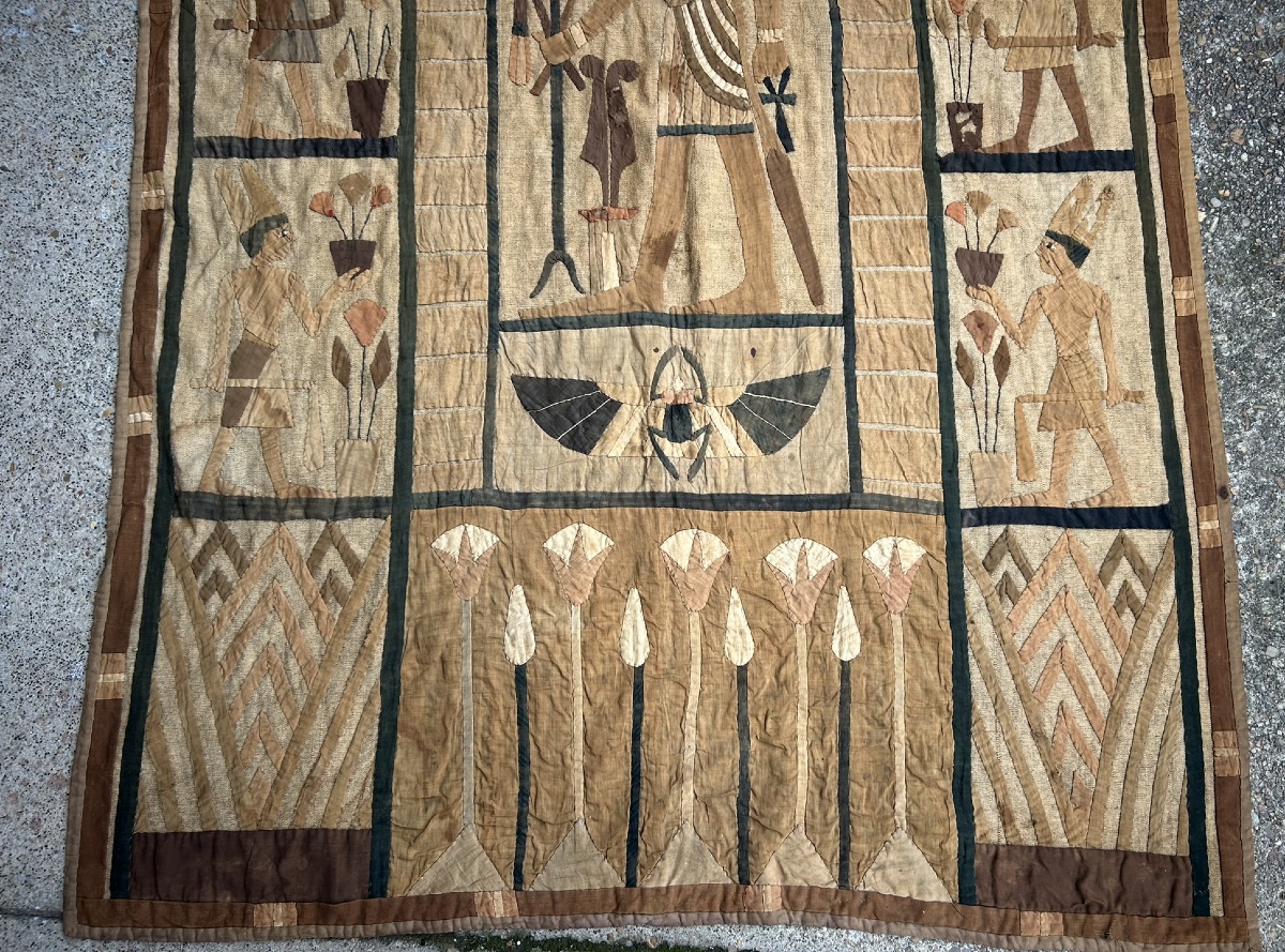 Tapisserie ou tenture murale tissus (Khayamiya) egyptomanie - Égypte début XXéme -photo-5