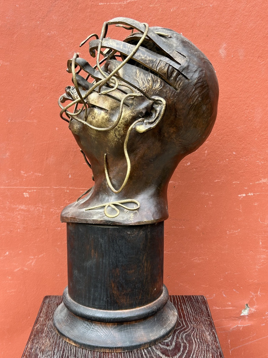 René HETZEL (1902-1972) buste - tête en bronze découpé aux serpents - SUSSE Frères fondeurs-photo-5