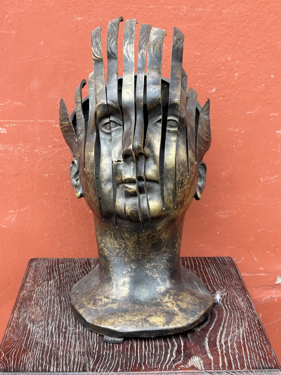 René Hetzel (1902-1972) Bust - Head In Cut Bronze - Susse Frères Foundry-photo-2