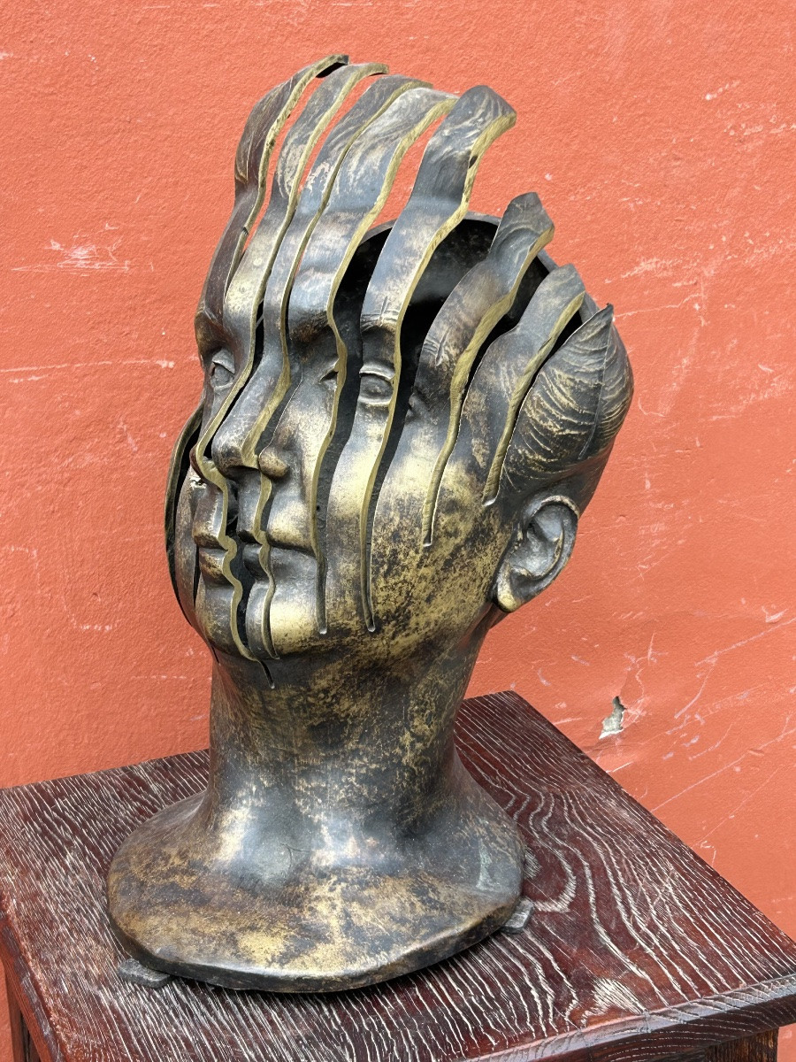 René Hetzel (1902-1972) Bust - Head In Cut Bronze - Susse Frères Foundry-photo-6