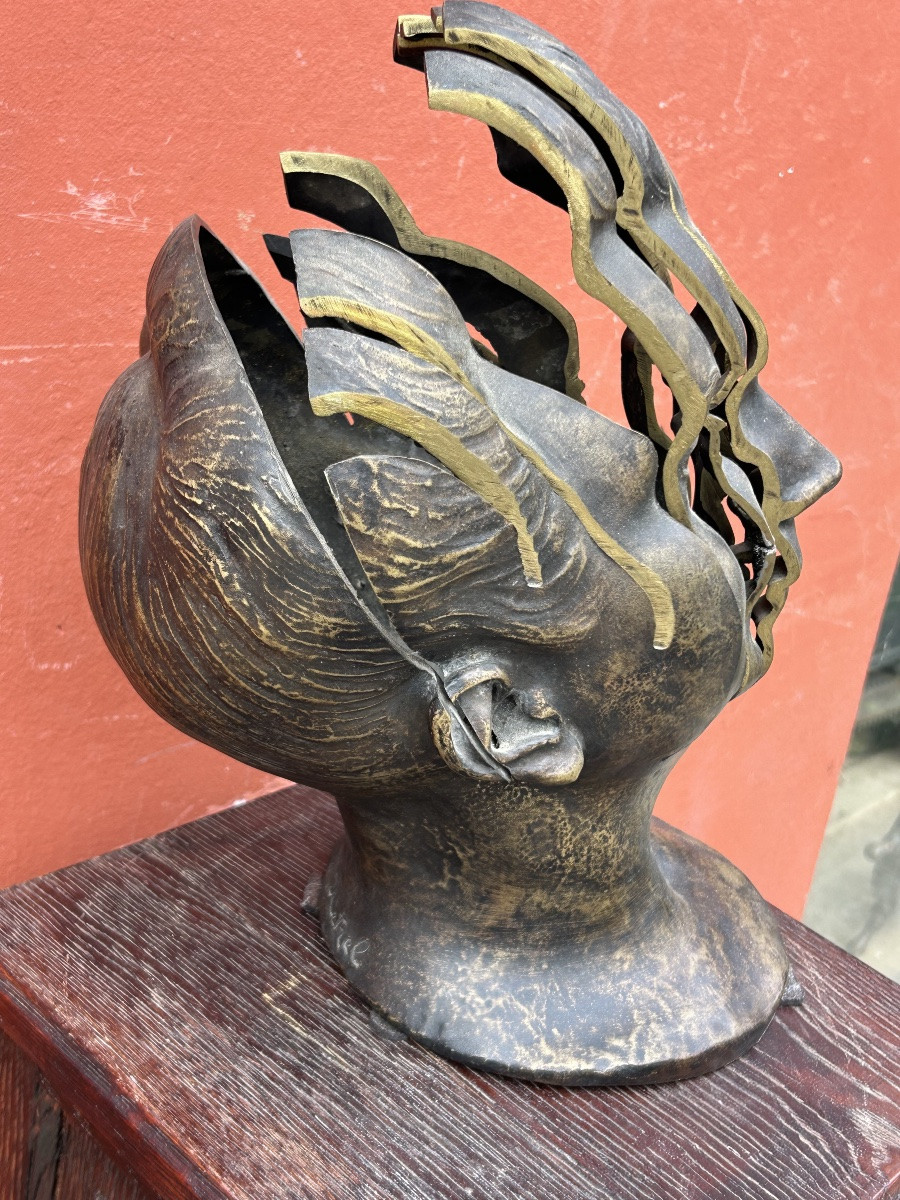 René Hetzel (1902-1972) Bust - Head In Cut Bronze - Susse Frères Foundry-photo-8
