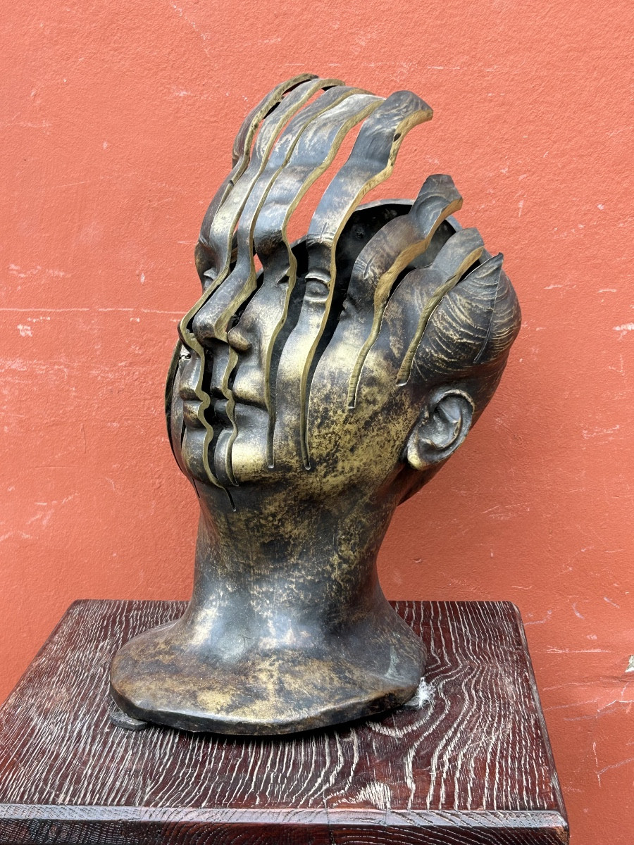 René Hetzel (1902-1972) Bust - Head In Cut Bronze - Susse Frères Foundry