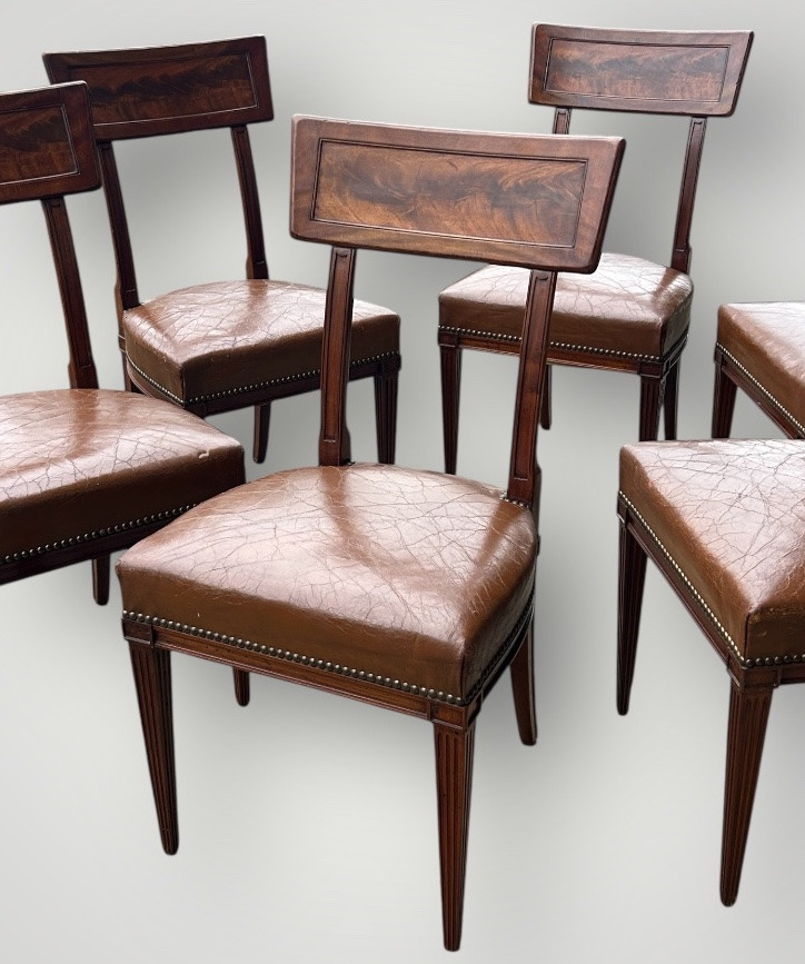 Set Of Six Mahogany Chairs In The Etruscan Or Band Style, Directoire-consulate Style - Consulate -photo-2