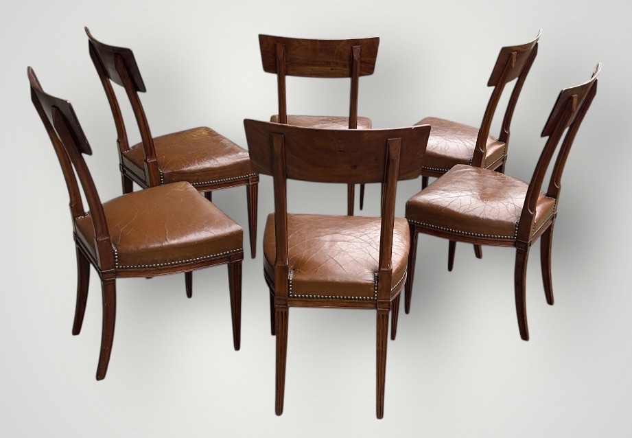 Set Of Six Mahogany Chairs In The Etruscan Or Band Style, Directoire-consulate Style - Consulate -photo-4