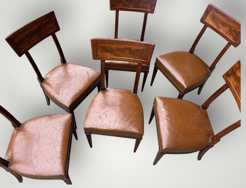 Set Of Six Mahogany Chairs In The Etruscan Or Band Style, Directoire-consulate Style - Consulate -photo-8