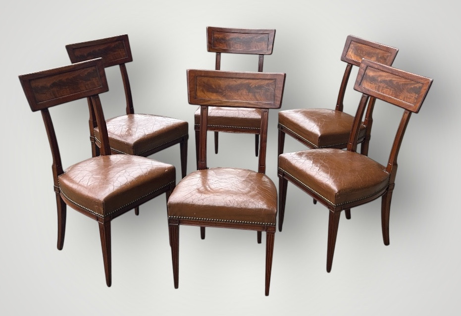 Set Of Six Mahogany Chairs In The Etruscan Or Band Style, Directoire-consulate Style - Consulate 