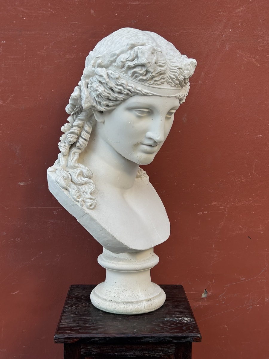 Large Plaster Bust After The Ancient Ariadne, 72 Cm High, Early 20th Century -photo-1