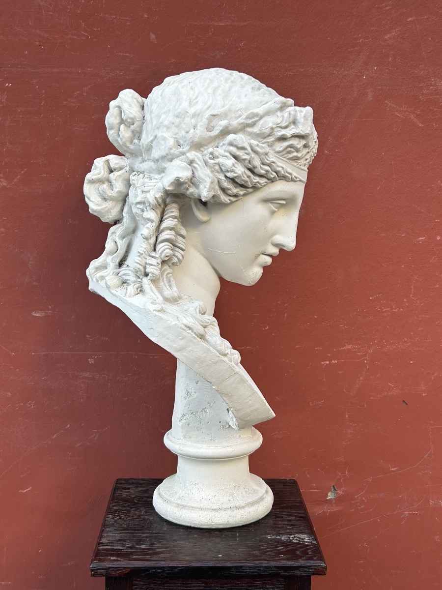 Large Plaster Bust After The Ancient Ariadne, 72 Cm High, Early 20th Century -photo-2