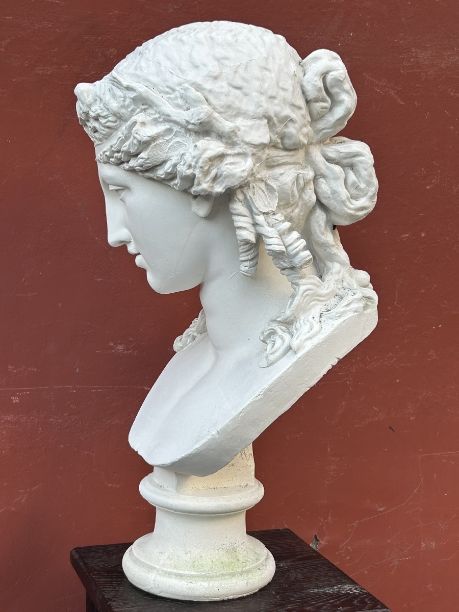 Large Plaster Bust After The Ancient Ariadne, 72 Cm High, Early 20th Century -photo-5