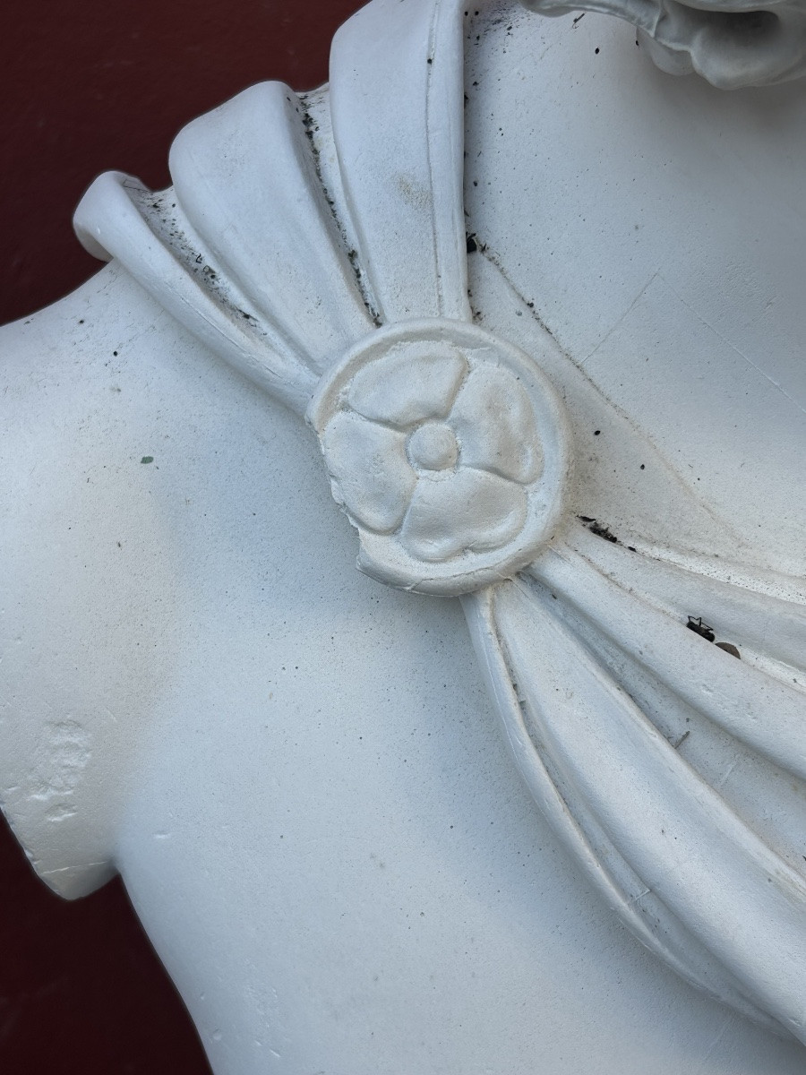 Important buste en plâtre d’après l’antique  début XXéme l’Apollon dû Belvédère H 80 cm-photo-3