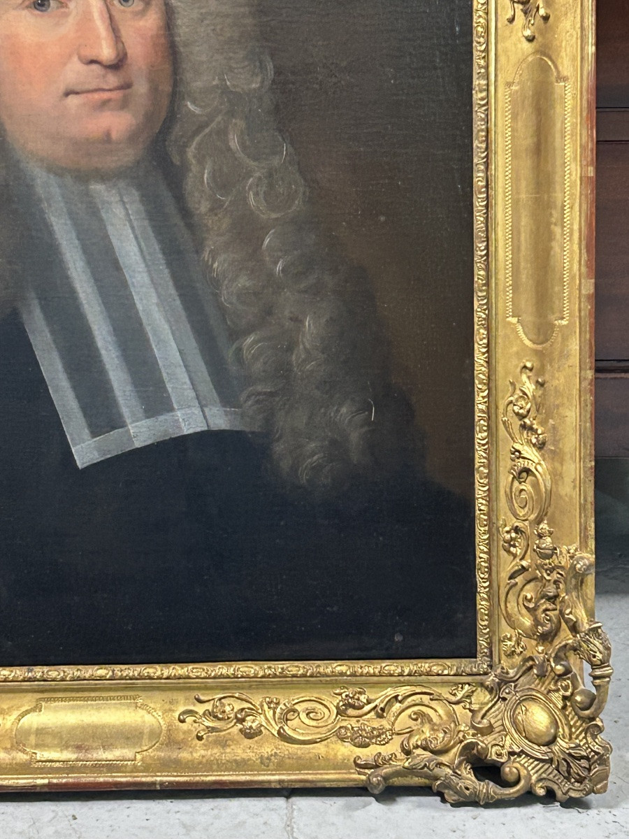 Portrait de magistrat - homme à la perruque époque fin XVIIème - huile sur toile -photo-3