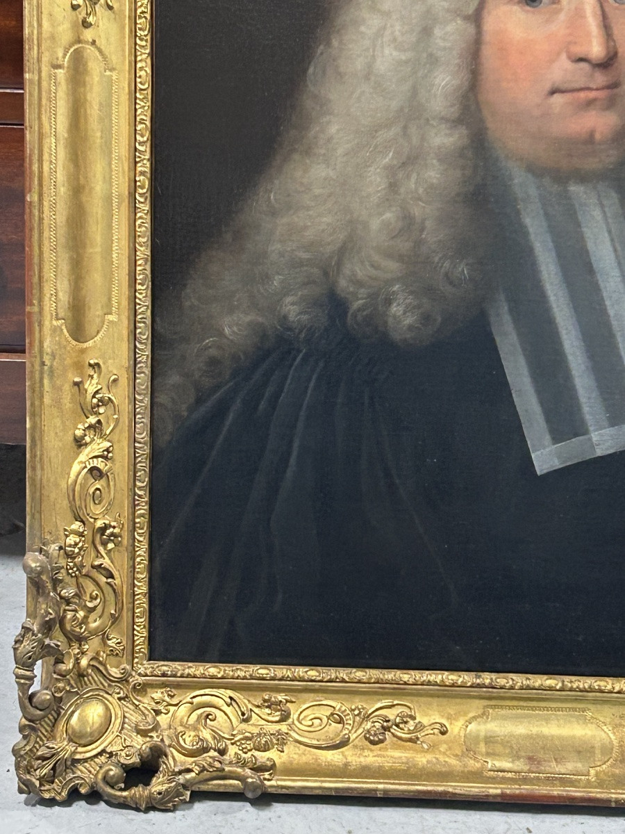 Portrait de magistrat - homme à la perruque époque fin XVIIème - huile sur toile -photo-4