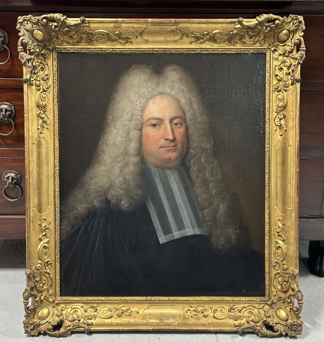 Portrait de magistrat - homme à la perruque époque fin XVIIème - huile sur toile 