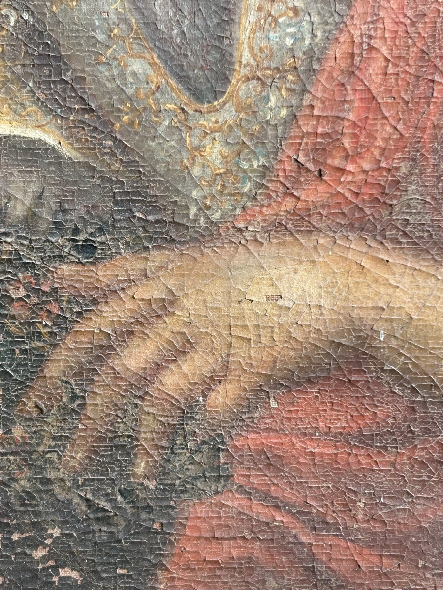 French School Portrait Of A Woman From The Early 18th Century, Oil On Canvas, In Need Of Restoration -photo-6