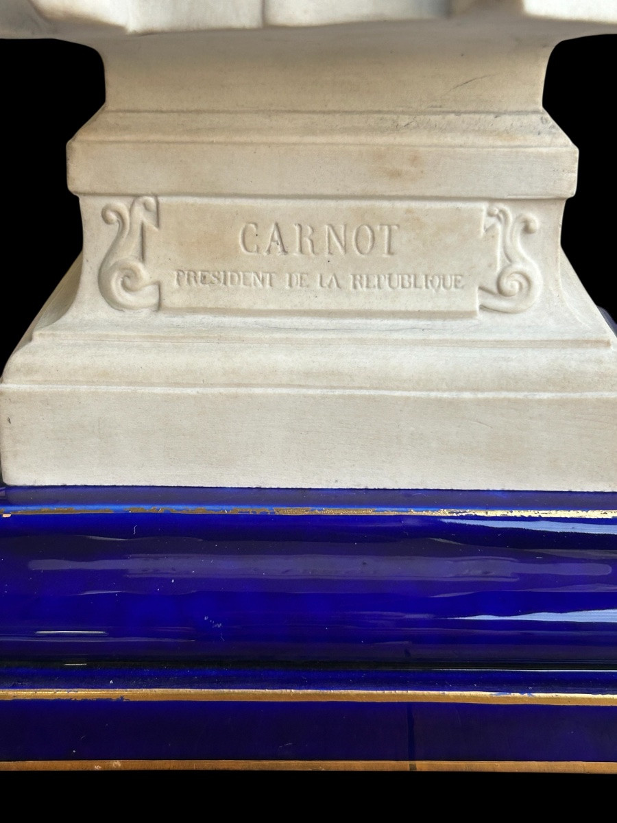 Marie Francois Sadi Carnot (1837-1894) Sèvres Porcelain Bust, 1890, Sculptor H. Chapu -photo-2