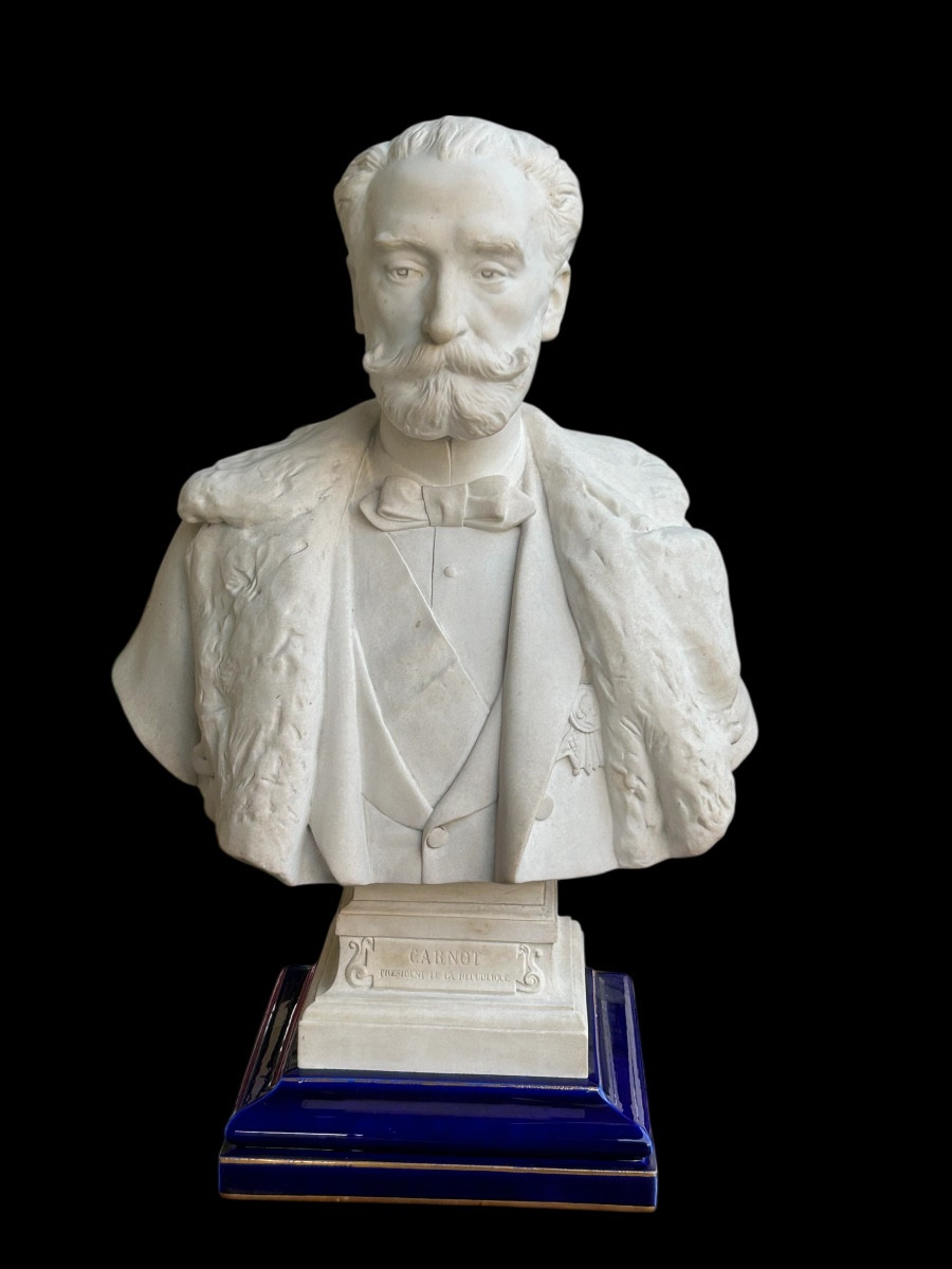 Marie Francois Sadi Carnot (1837-1894) Sèvres Porcelain Bust, 1890, Sculptor H. Chapu 