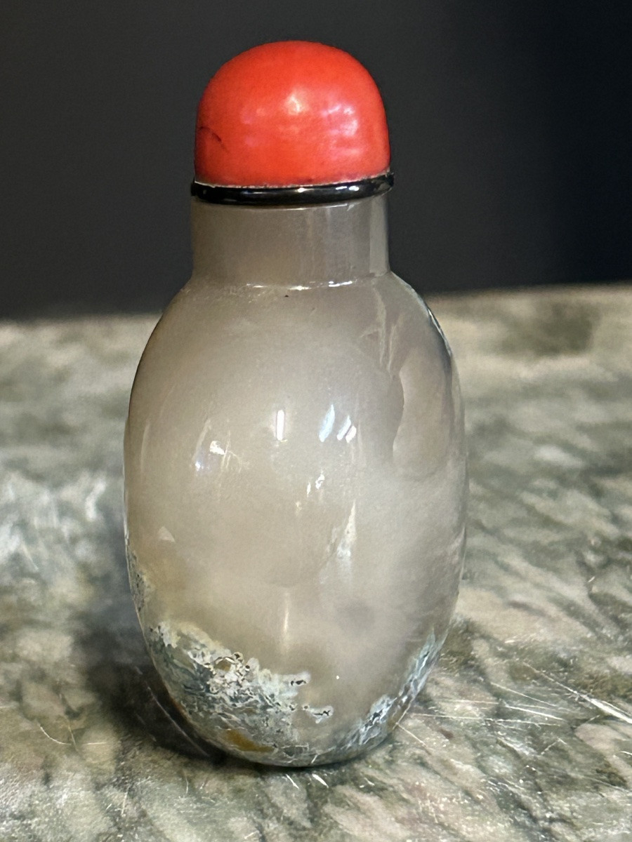 Chinese Moss Agate Snuff Bottle, Late 19th Or Early 20th Century - China -photo-1