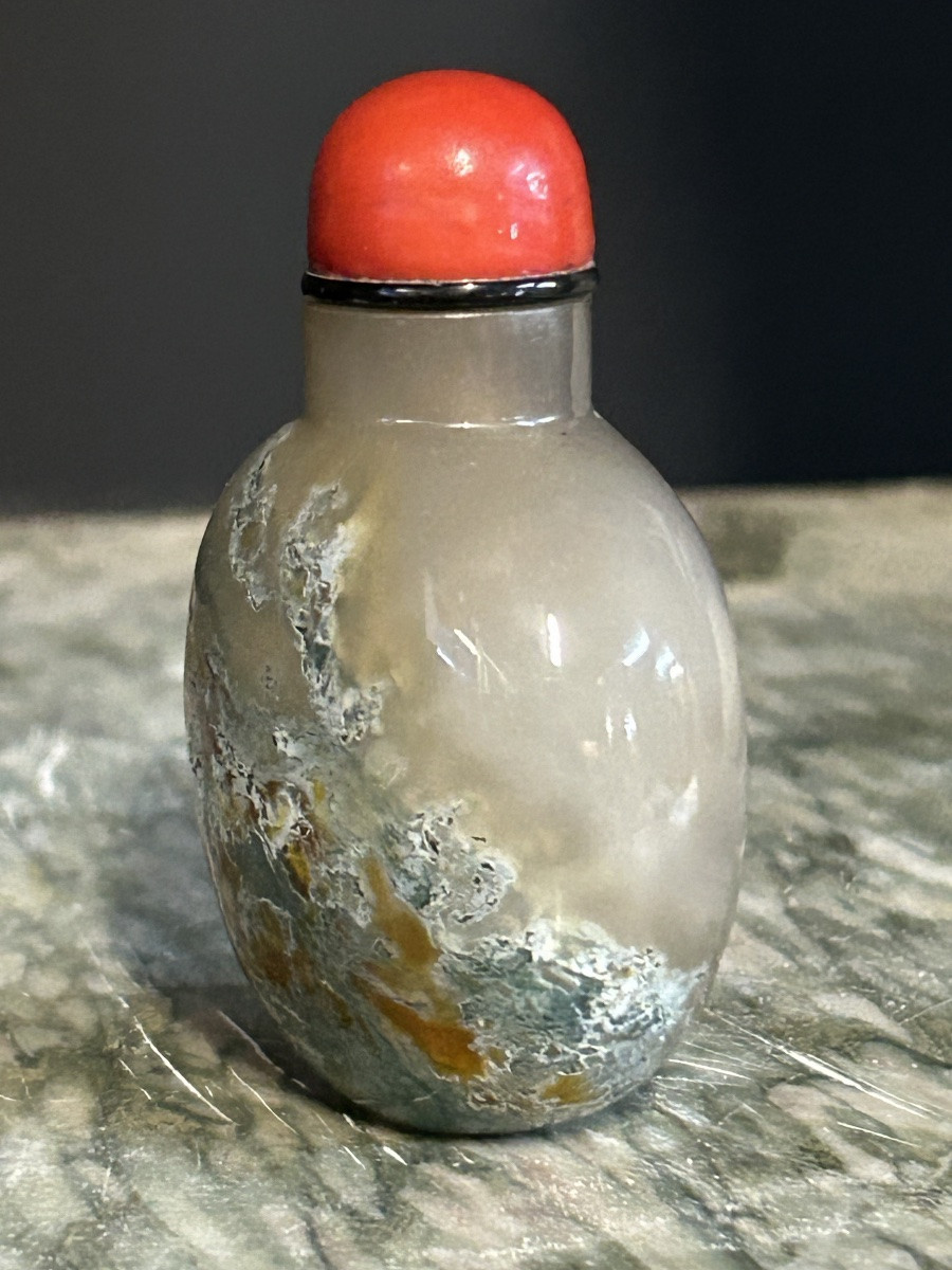 Chinese Moss Agate Snuff Bottle, Late 19th Or Early 20th Century - China -photo-2