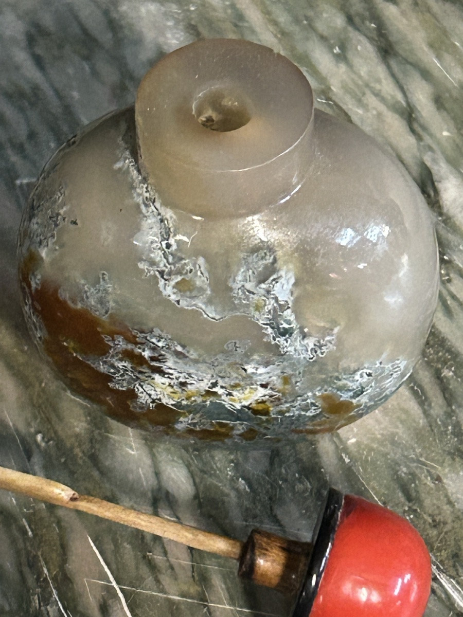 Chinese Moss Agate Snuff Bottle, Late 19th Or Early 20th Century - China -photo-5