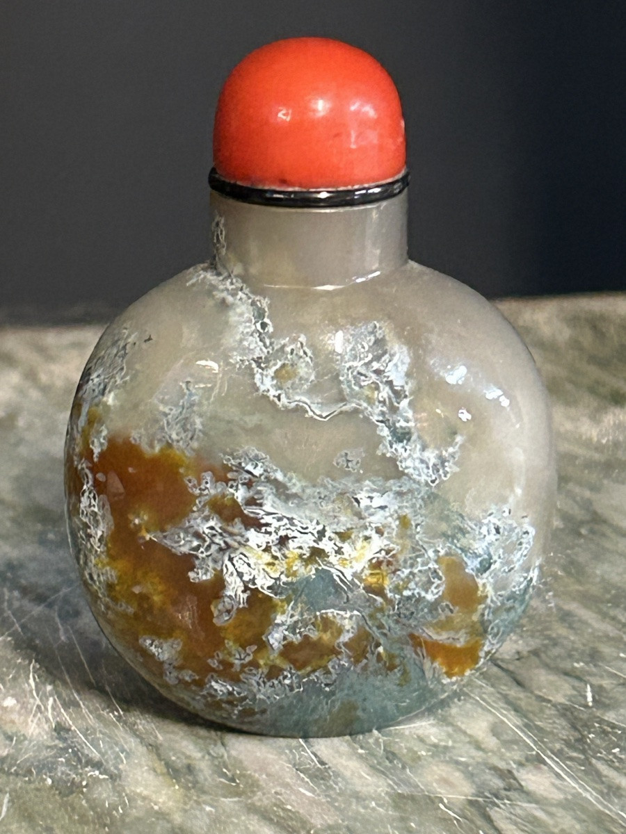 Chinese Moss Agate Snuff Bottle, Late 19th Or Early 20th Century - China -photo-6