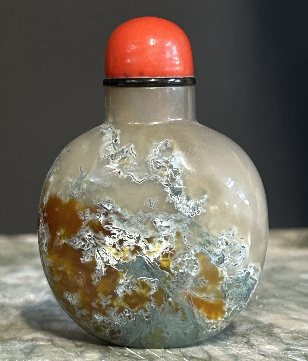 Chinese Moss Agate Snuff Bottle, Late 19th Or Early 20th Century - China 