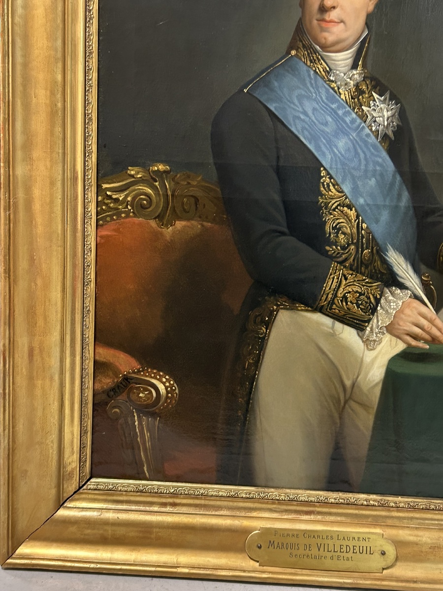 Charles Alexandre Crauk (1819-1905) Portrait Of Pierre Charles Laurent, Marquis De Villedeuil -photo-5