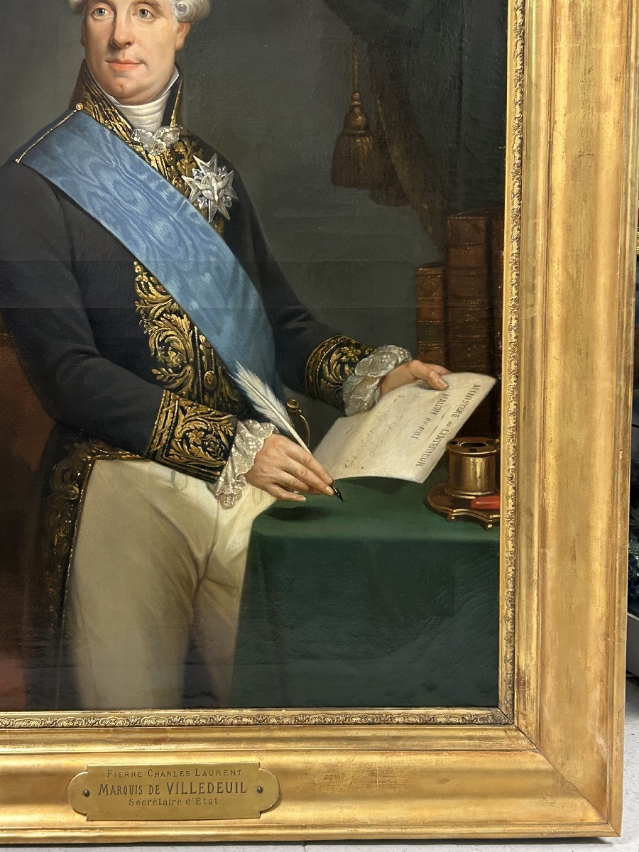 Charles Alexandre Crauk (1819-1905) Portrait Of Pierre Charles Laurent, Marquis De Villedeuil -photo-6