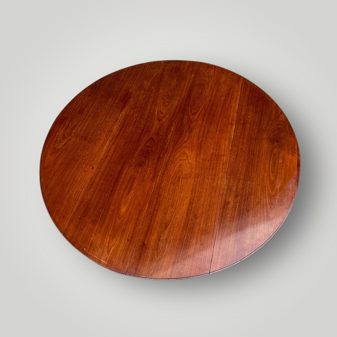 Table de salle à manger en acajou massif d’époque Louis XVI extensible 2 rallonges L 145 cm-photo-2