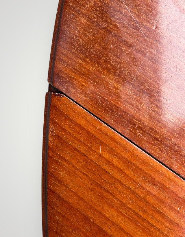 Table de salle à manger en acajou massif d’époque Louis XVI extensible 2 rallonges L 145 cm-photo-4