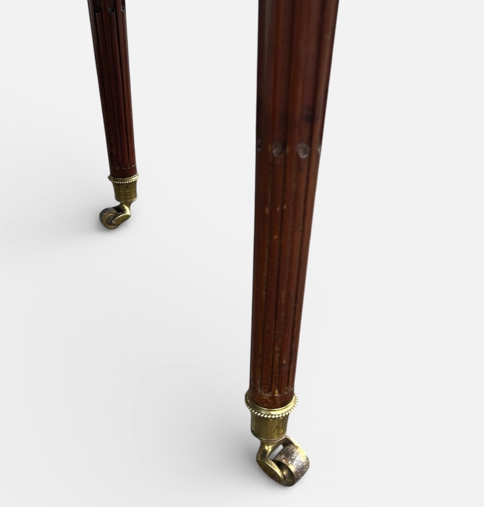 Table de salle à manger en acajou massif d’époque Louis XVI extensible 2 rallonges L 145 cm-photo-7