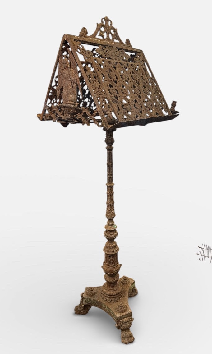 Cast Iron Church Or Chapel Lectern In The Neo-gothic Style, Mid-19th Century, H 190 Cm-photo-3