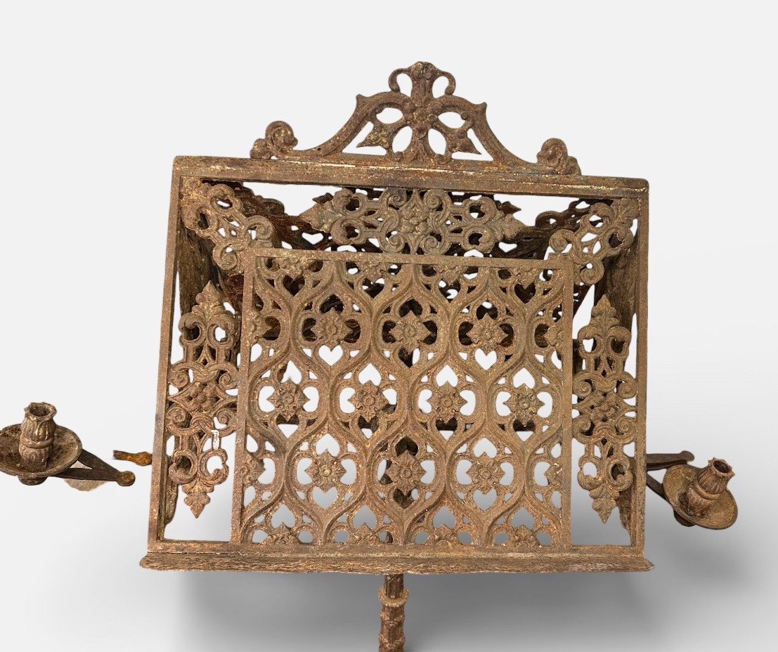 Cast Iron Church Or Chapel Lectern In The Neo-gothic Style, Mid-19th Century, H 190 Cm-photo-2