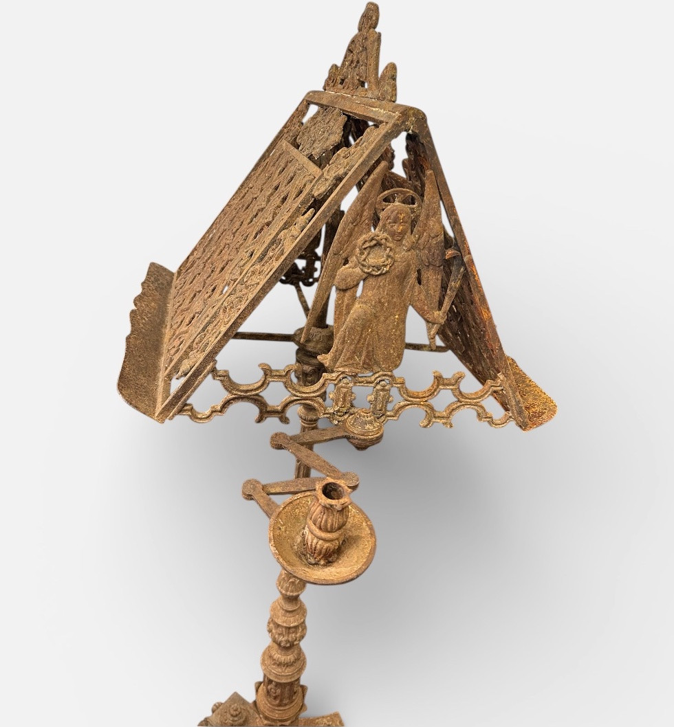 Cast Iron Church Or Chapel Lectern In The Neo-gothic Style, Mid-19th Century, H 190 Cm-photo-7