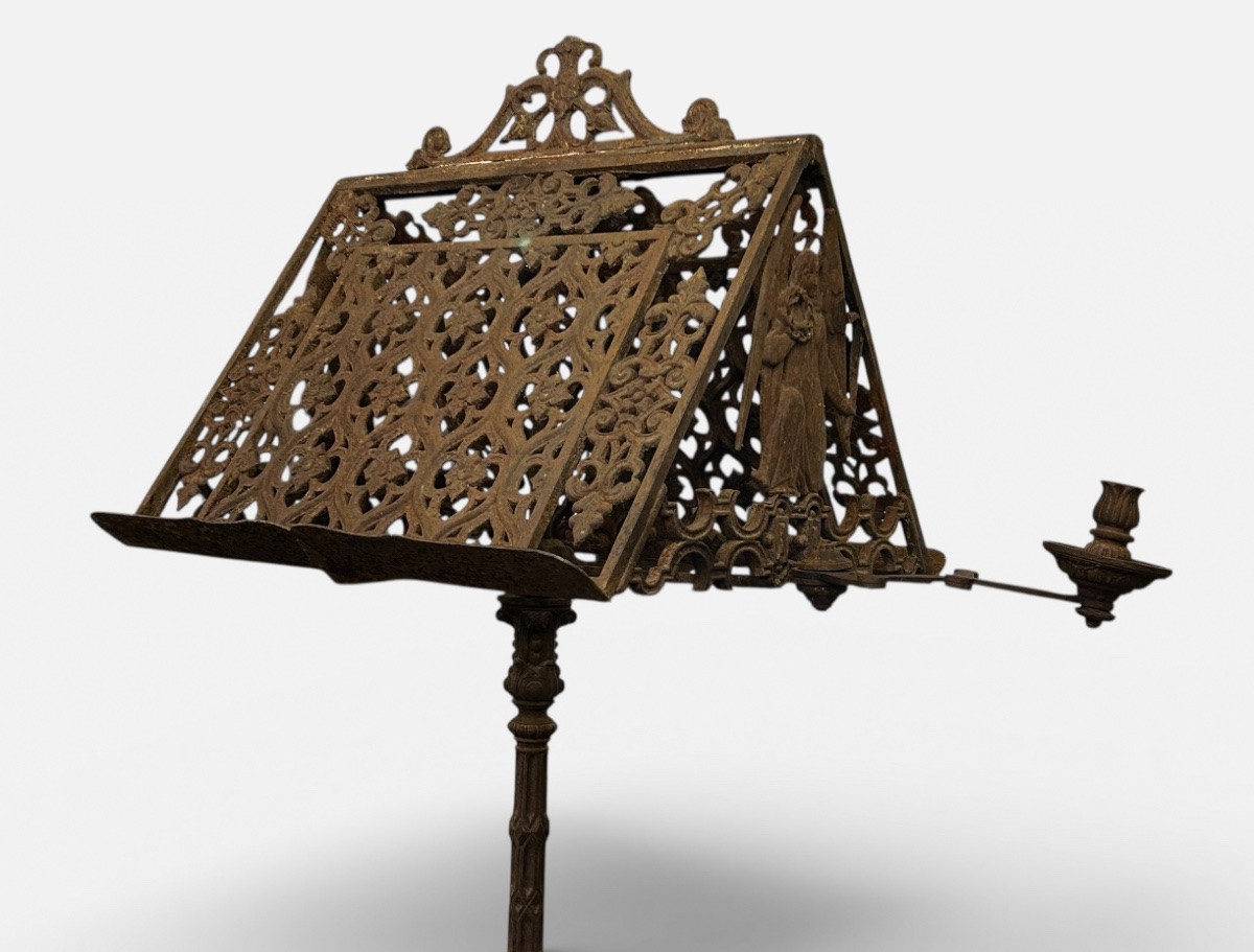 Cast Iron Church Or Chapel Lectern In The Neo-gothic Style, Mid-19th Century, H 190 Cm-photo-8